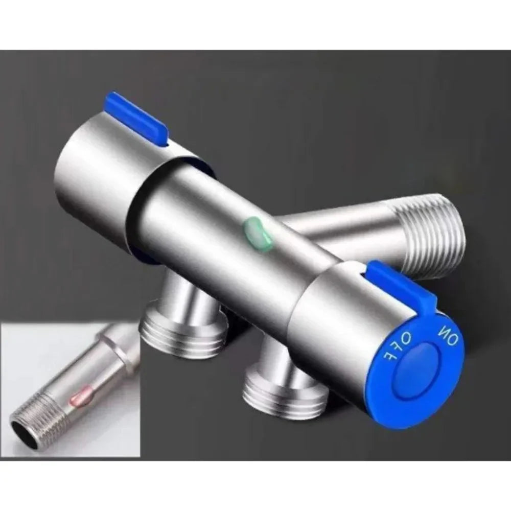 Dual Handle Stainless Steel Wall Mount Faucet & Triangle Valve