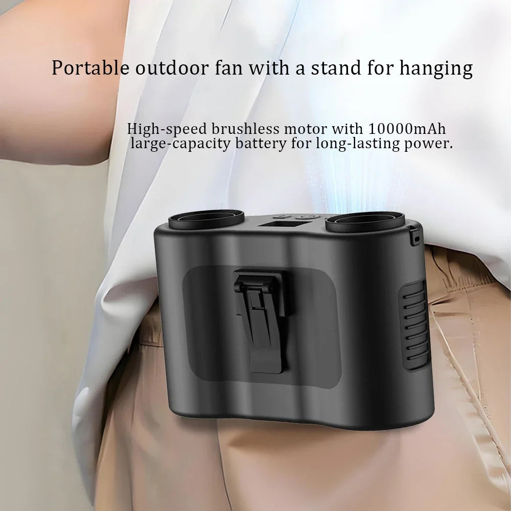 HOMEFISH Waist Clip Fan USB Rechargeable 20000mAh Wearable