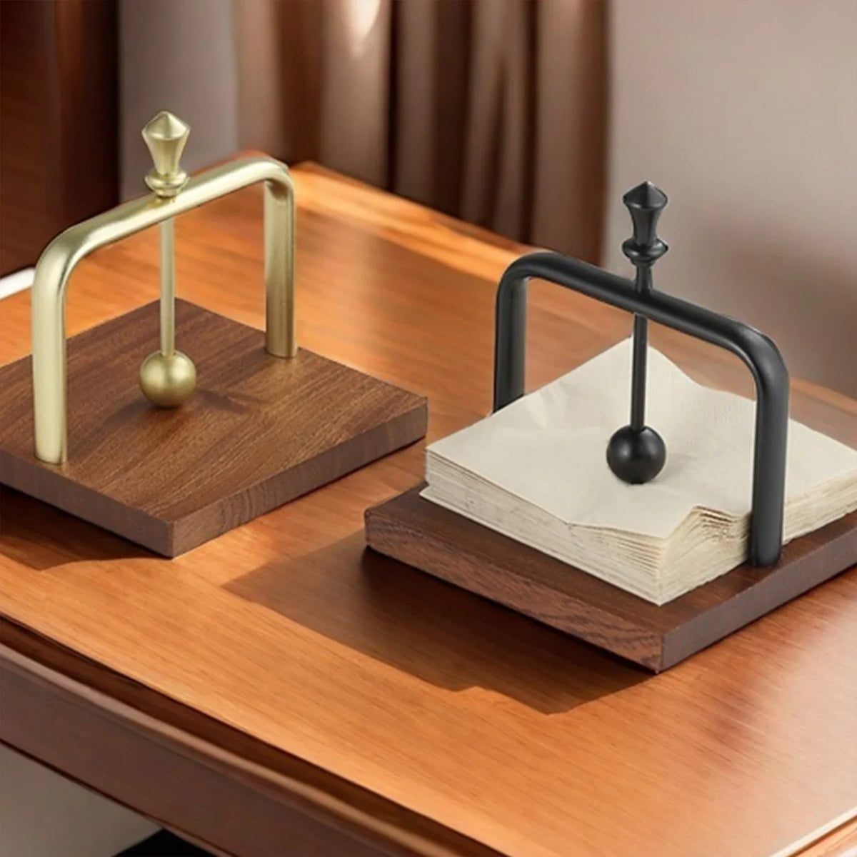 Solid Wood Napkin Holder – Tabletop Dispenser for Home & Café