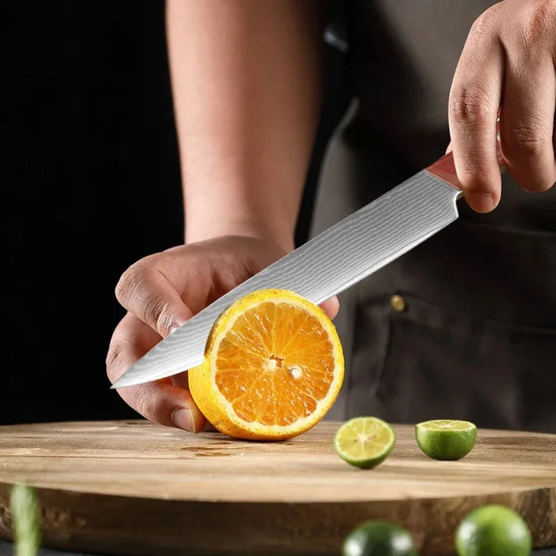 InLeung Damascus Steel Chef Knife – Sharp Wood Handle Kitchen Blade