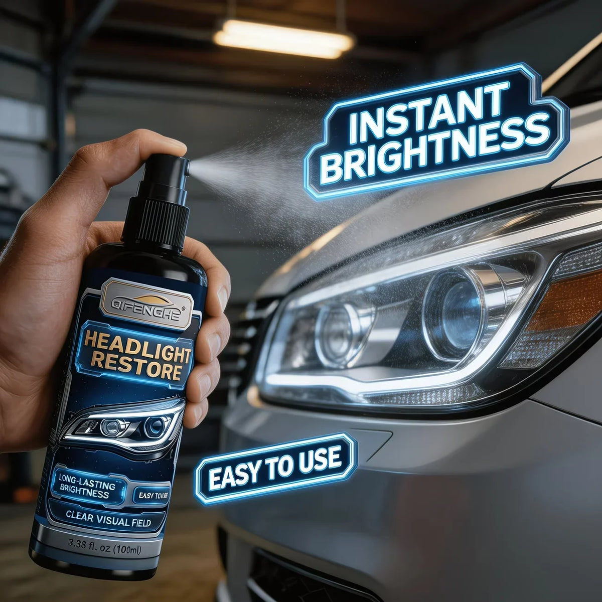Car Headlight Restoration Kit – Restore Spray & Polish 100ml