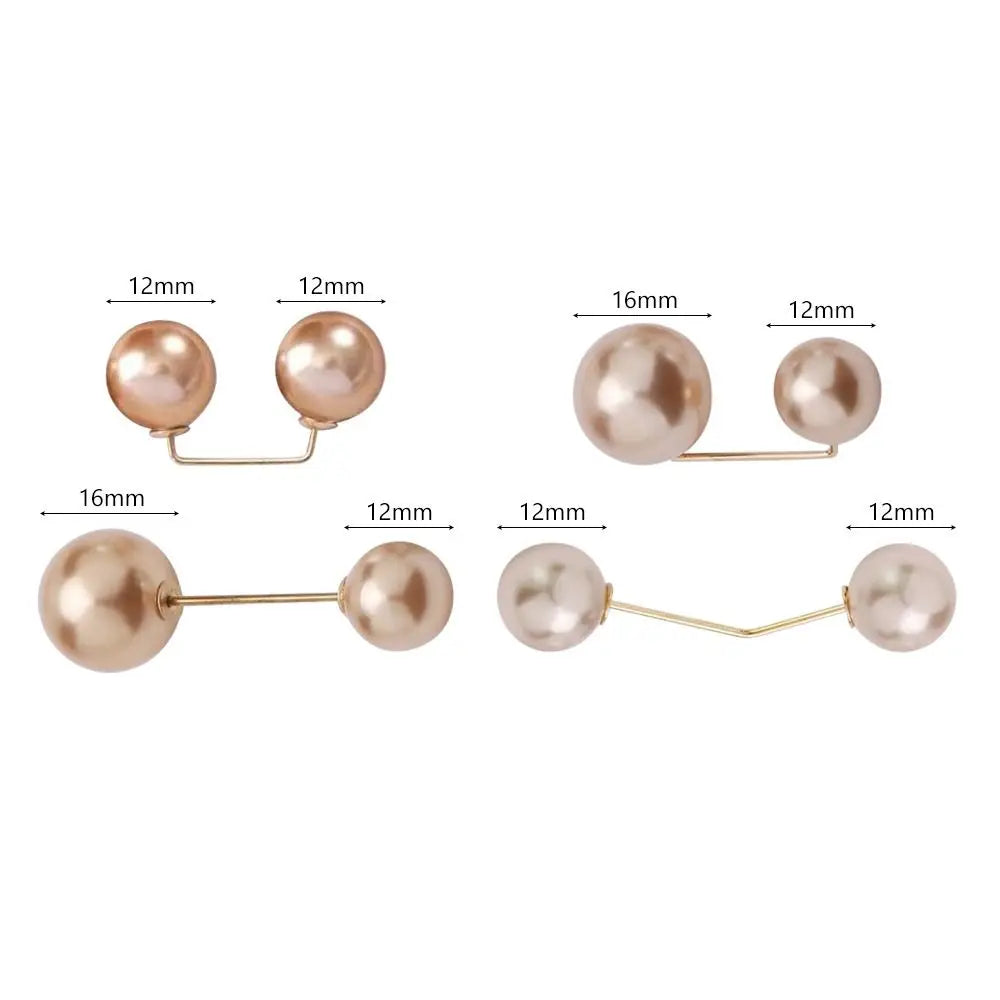 3 6 Double Head Pin Pearl Brooch Adjustable Collar Clip DIY Sewing
