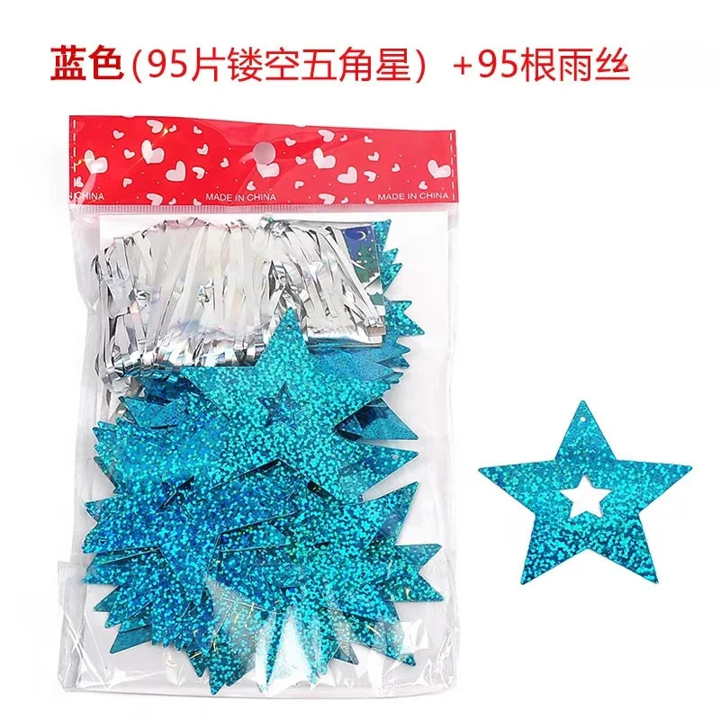 Gold Silver Paper Garland Star String Banners Kids Wall Backdrop