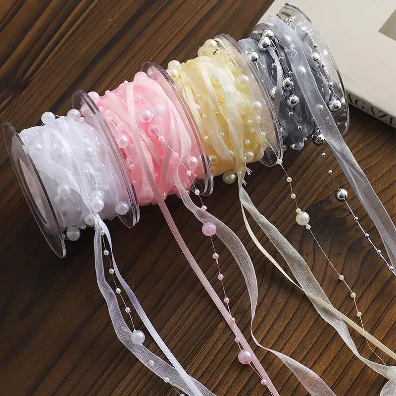 4.5m Pearl Bead Yarn Ribbon – Florist Gift Wrap & Sewing Trim