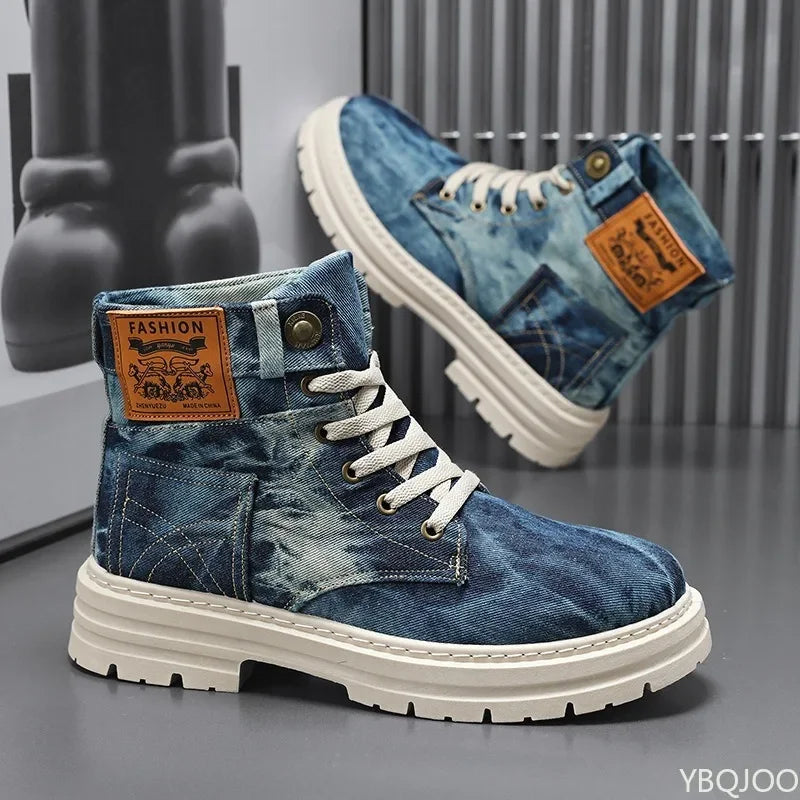 YBQJOO Women's Canvas Ankle Boots – Lace-Up Winter Style