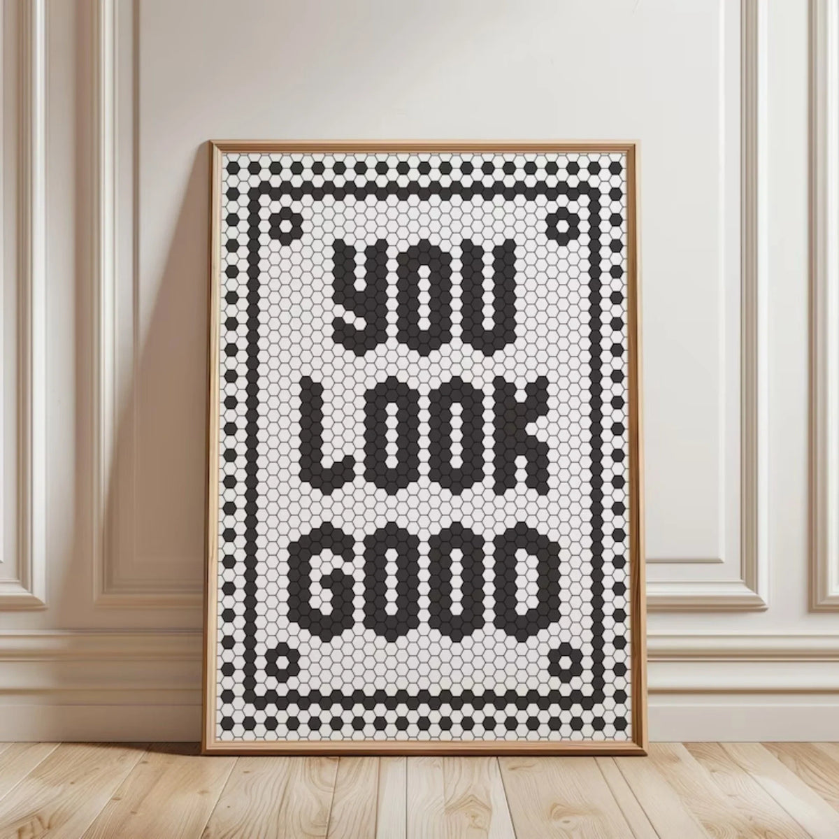 "You Look Good" Quote Hexagon Canvas Wall Art Print