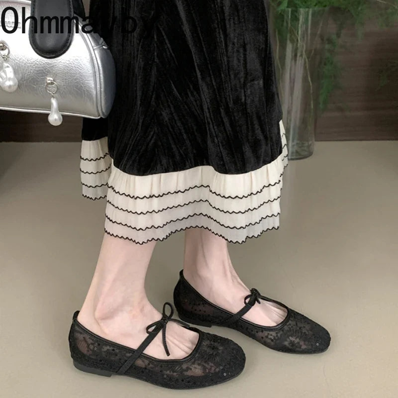 Women's Lace Mary Jane Ballet Flats – Slip-On Dress Shoes