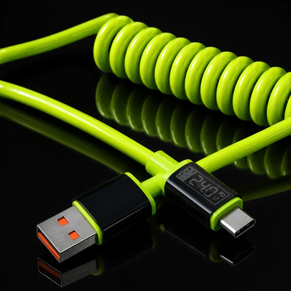 240W Retractable USB-C to USB-C Fast Charging Cable 6A