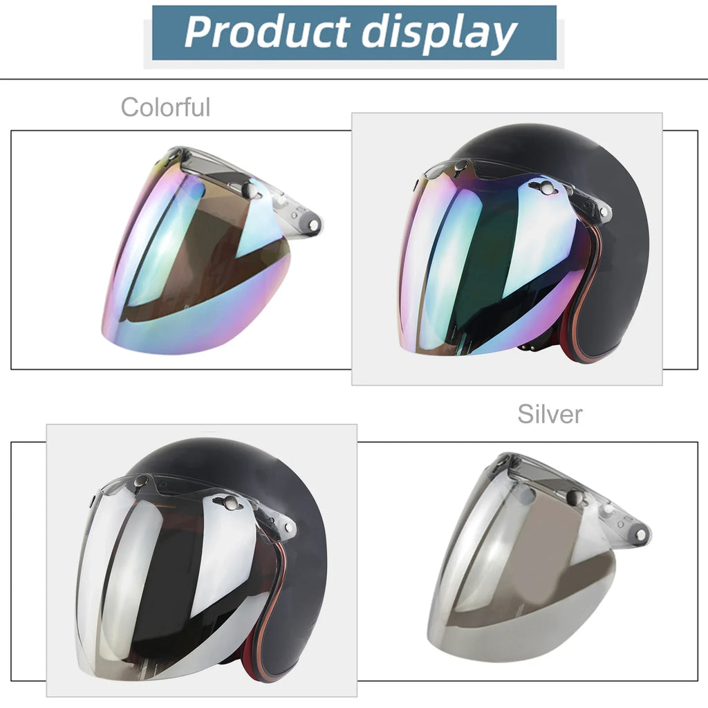 3-Snap Bubble Visor Open Face Motorcycle Helmet | Anti-UV Lens