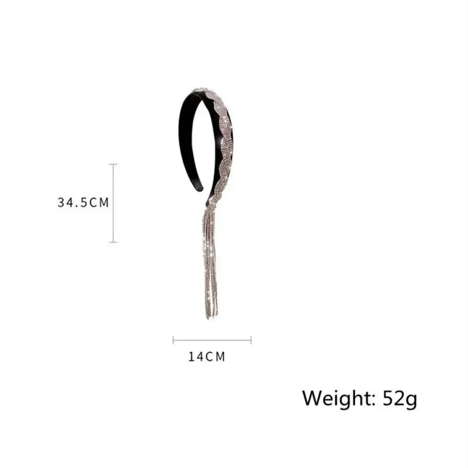 Black Velvet Rhinestone Tassel Headband – Bridal Hair Clip
