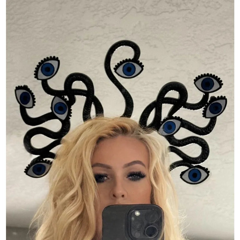 Light-Up Evil Eye Snake Crown Headband | Rave Festival Cosplay