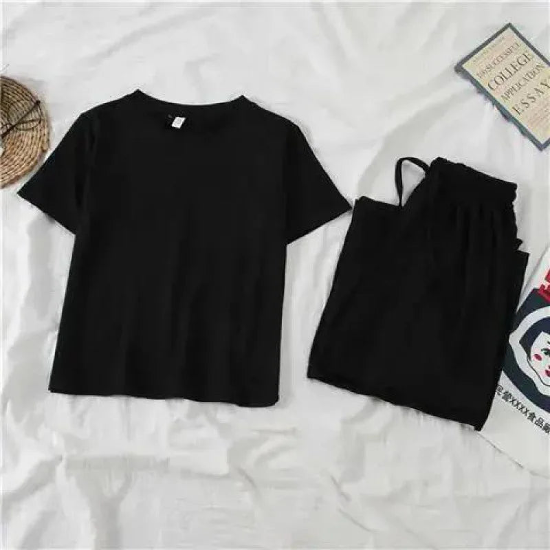 Women's 2-Piece Loose Pajama Set – Casual Short Sleeve Sleepwear