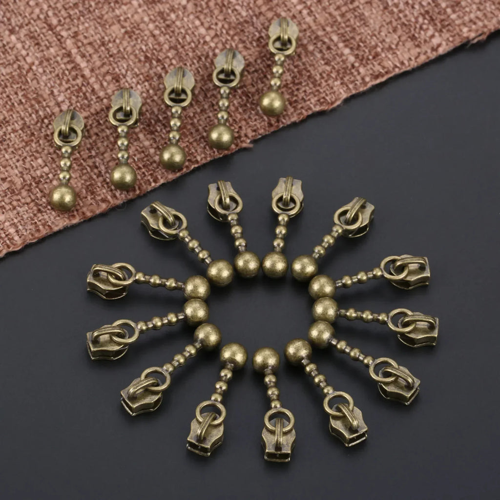 20Pcs 21mm Antique Bronze Metal Zipper Sliders | DIY Repair