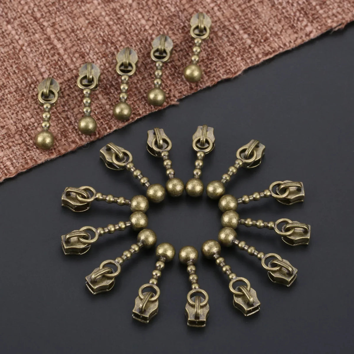 20Pcs 21mm Antique Bronze Metal Zipper Sliders | DIY Repair