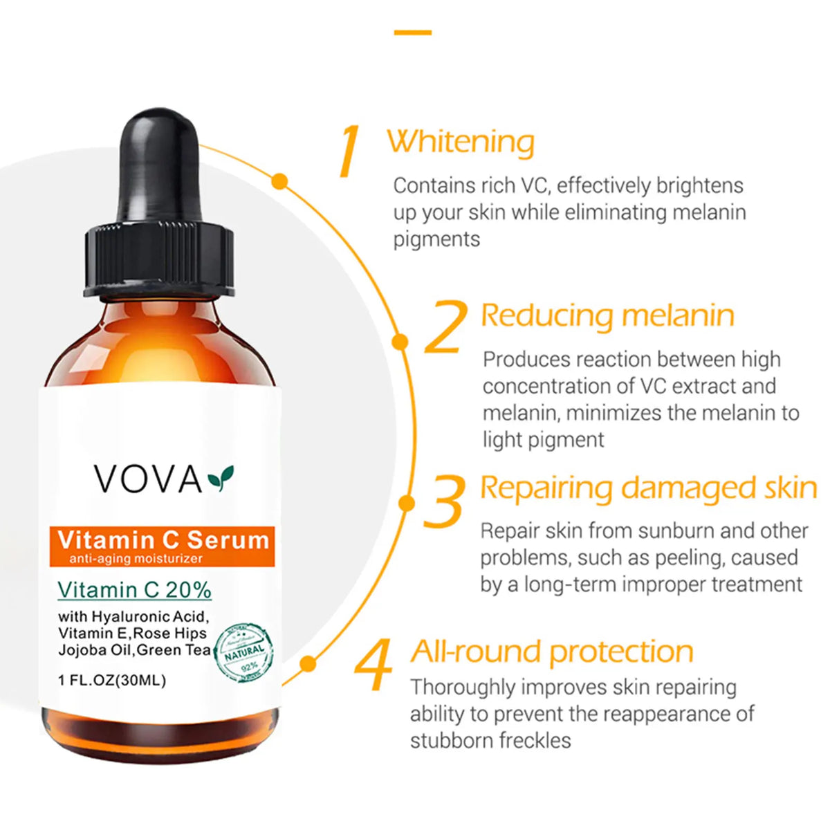 20% Vitamin C Face Serum with Hyaluronic Acid – Brightening