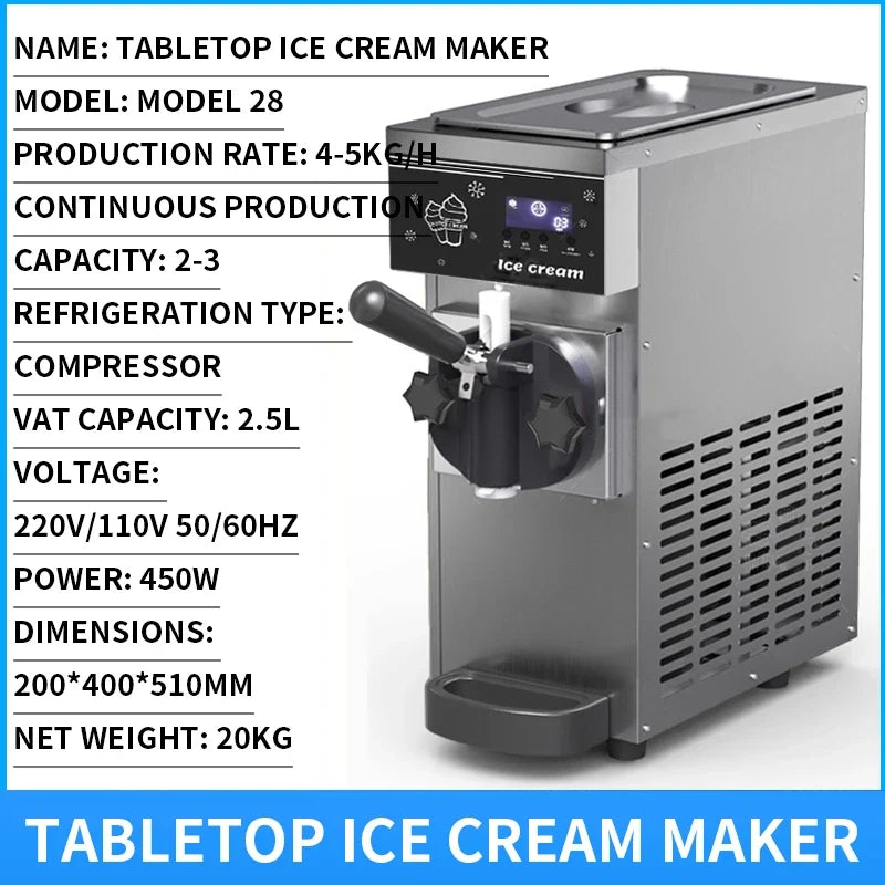 Commercial Tabletop Sundae Ice Cream Machine – 3.8L 450W