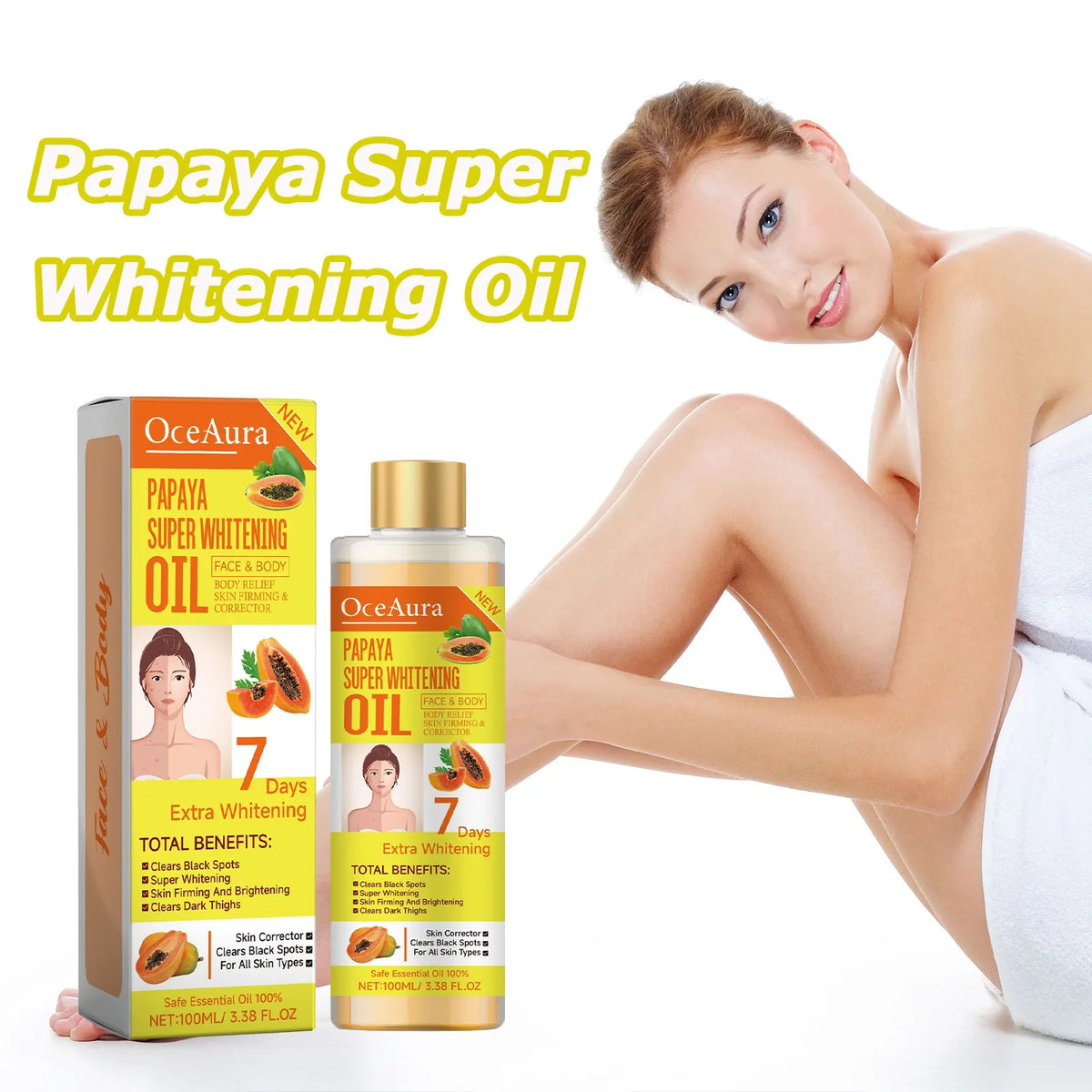Papaya Whitening Body Oil – Brighten & Moisturize Skin 100ml