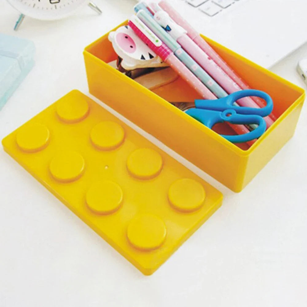 Stackable Building Block Storage Box | Modular Desk Organizer