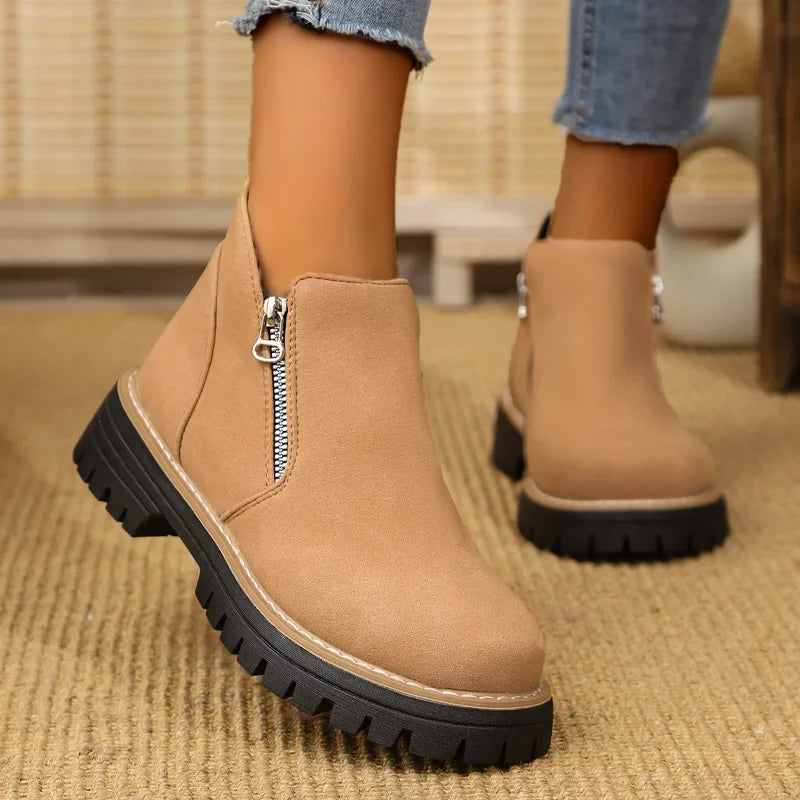 UXST Women's Platform Ankle Boots | Plus Size Thick Sole Zip