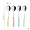 4-Piece Ceramic Handle Dessert Spoons – Stainless Steel Set