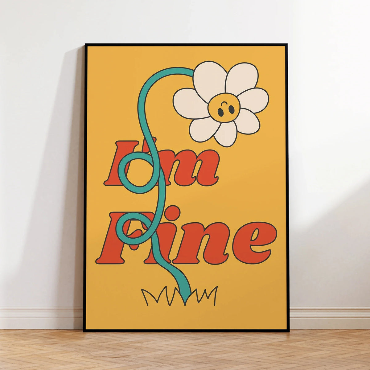 "I'm Fine" Sunflower Quote Canvas Wall Art Print | Home Décor