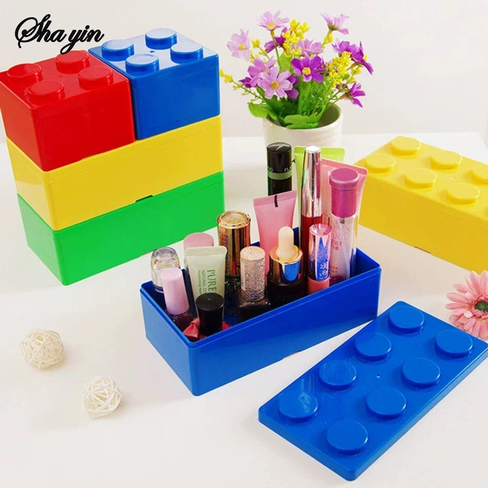 Stackable Building Block Storage Box | Modular Desk Organizer