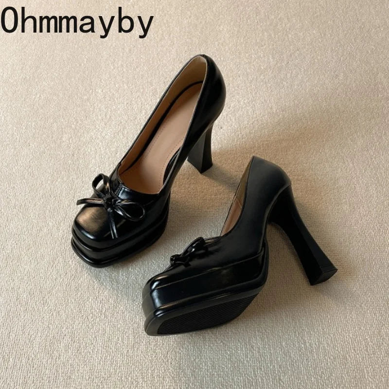 Women's Vintage Chunky Platform Loafers | Slip-On Dress Pumps