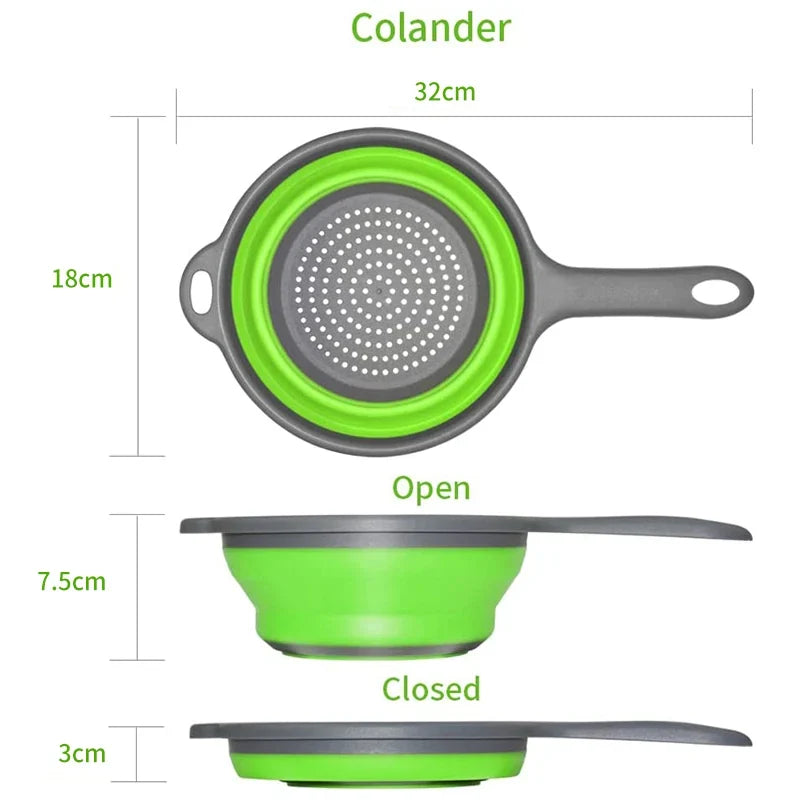 Extendable Collapsible Kitchen Colander Strainer Long Handle