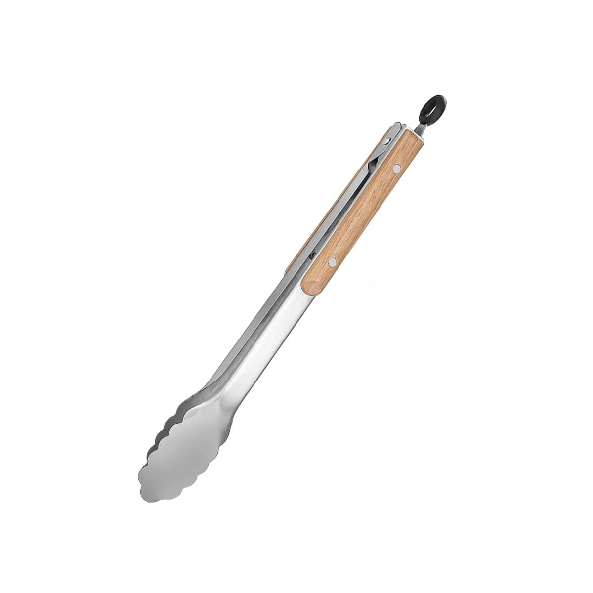 Stainless Steel Cooking Tong Oak Handle Barbecue Salad Locking Ring