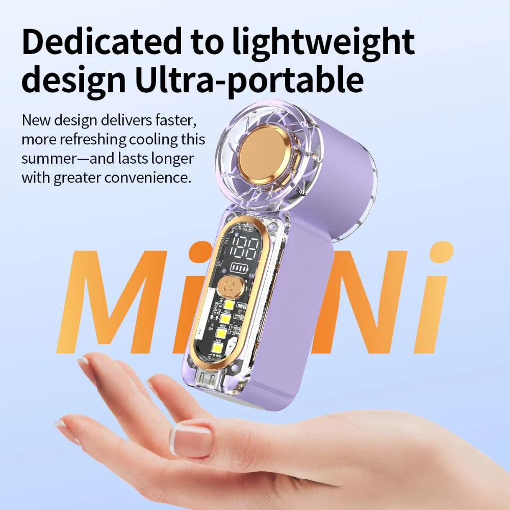 Mini Creative Handheld Fan High-power Display Screen Light USB