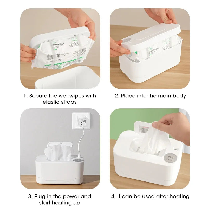 Portable Baby Wipe Warmer with LED Display & USB Charging