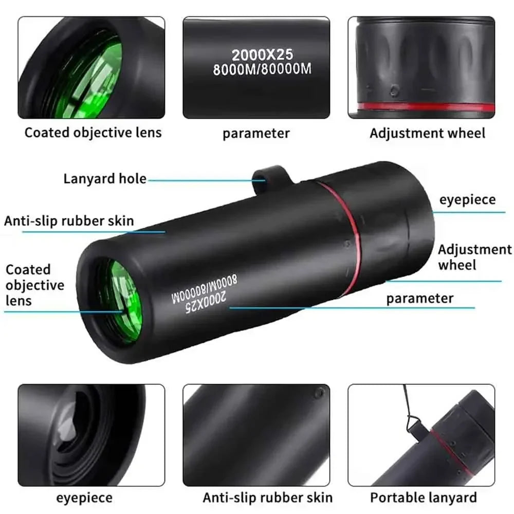 HD 2000x25 Monocular Telescope with Smartphone Holder