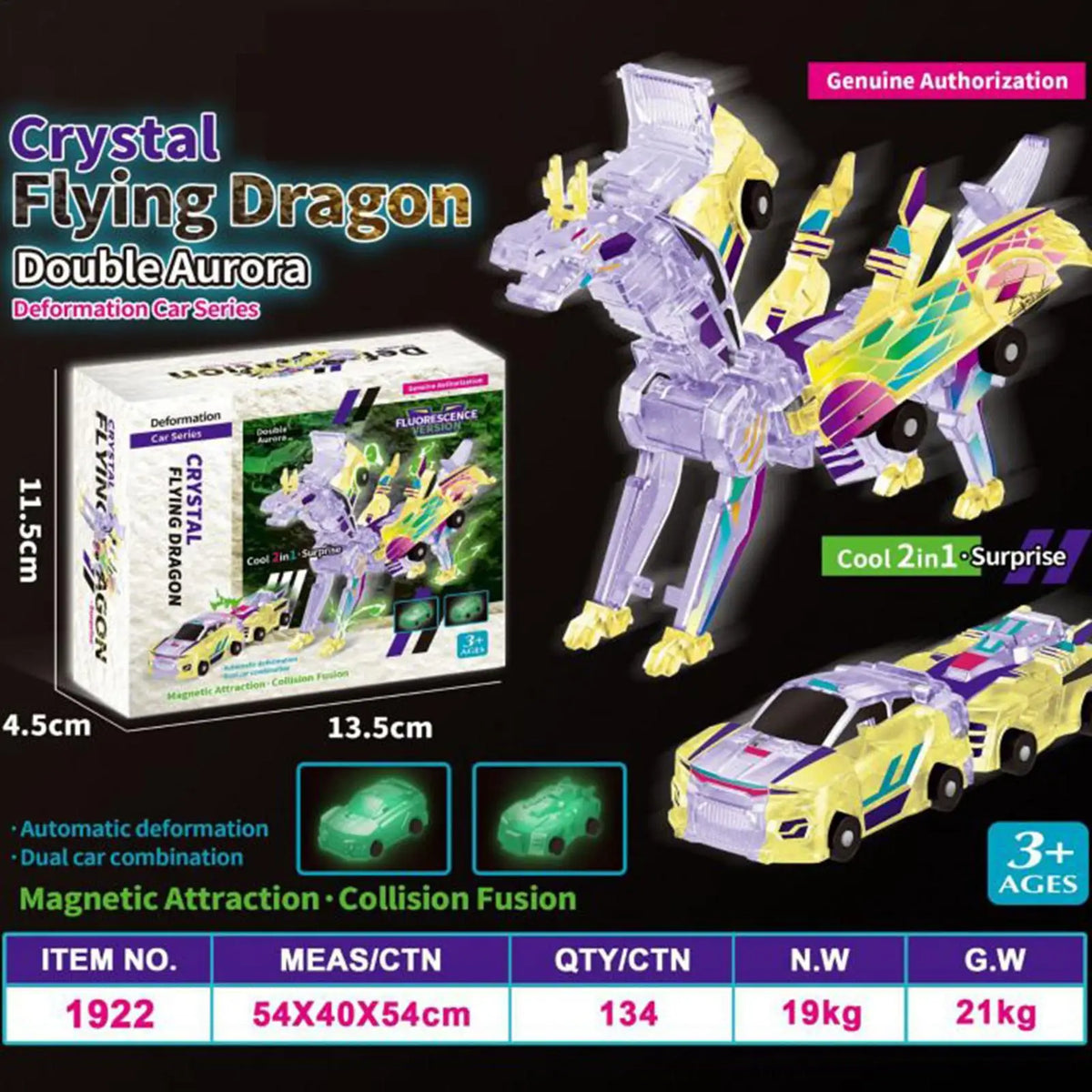 Dinosaur Car Toy Magnetic Dragon Toys Collision Transforming Fun Cars