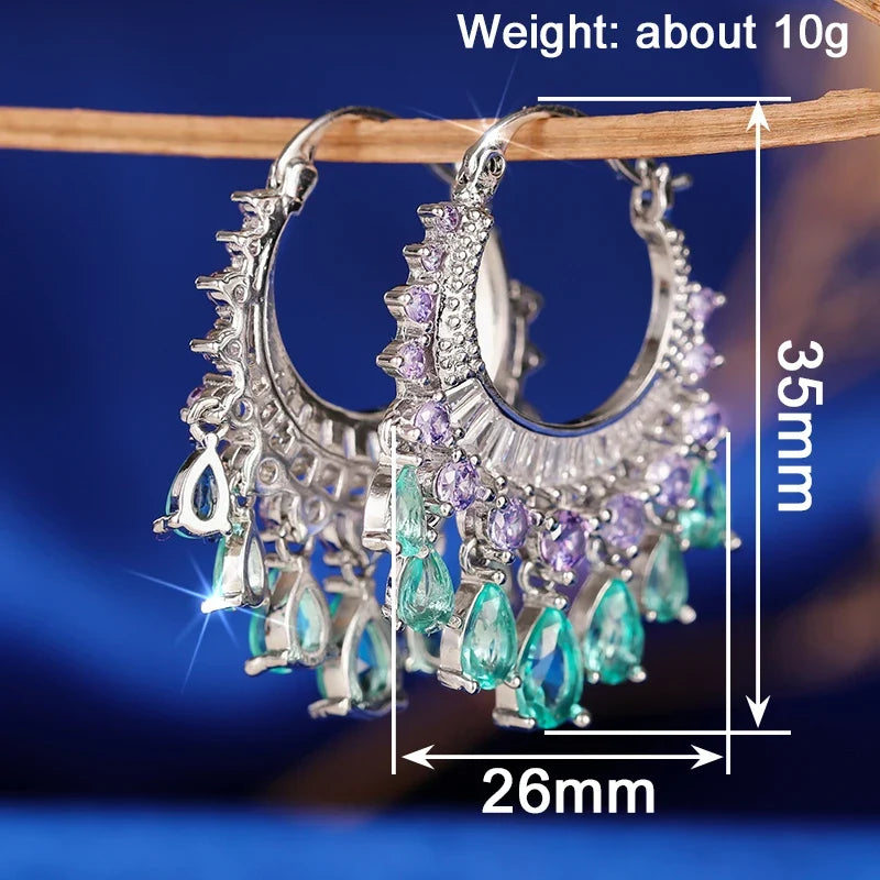 Huitan CZ Tassel Drop Earrings – Women's Fashion Jewelry