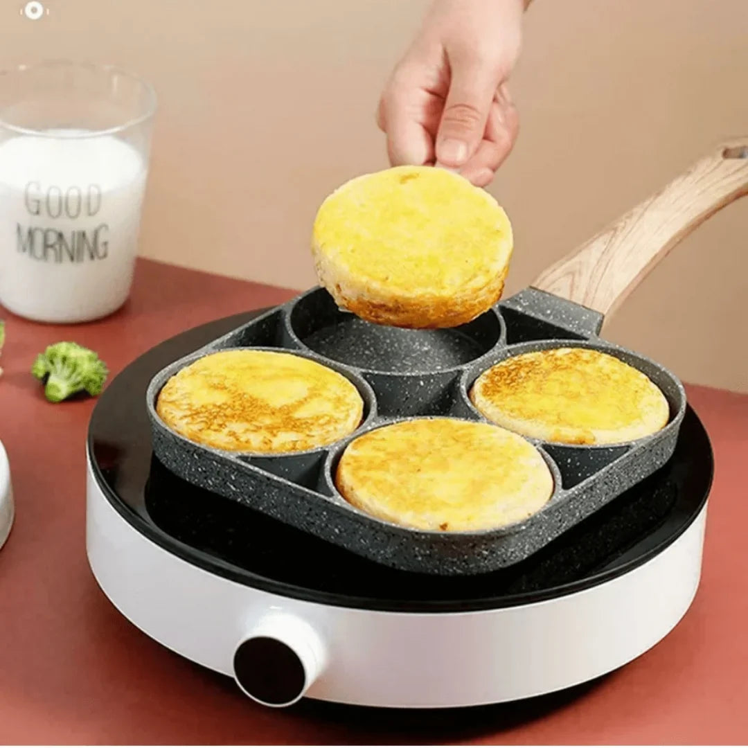 Frying Pan Non-stick Ham Pancake Maker Egg Burger Wooden Handle
