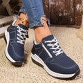 Women's Platform Wedge Sneakers – Breathable Lace-Up Casual Shoes