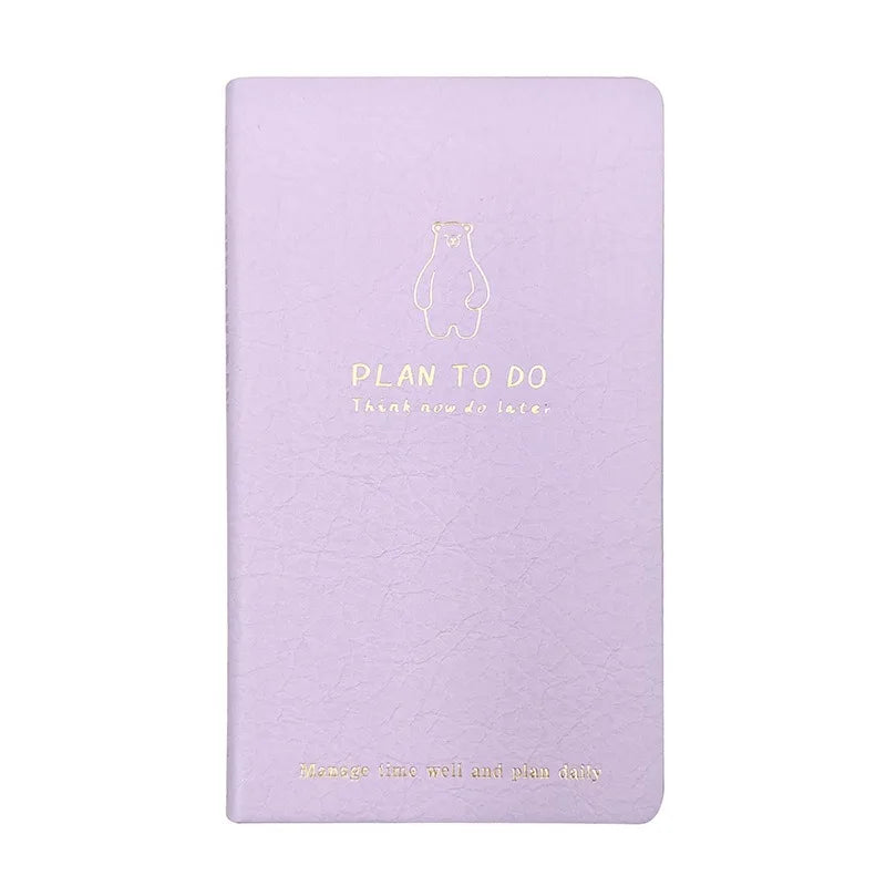 A6 Daily Planner Notebook Cute Bear PU Leather Do Journal 180 Lay