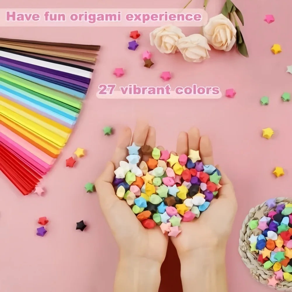 540 Pcs Lucky Star Origami Paper Strips | 27 Colors DIY Craft