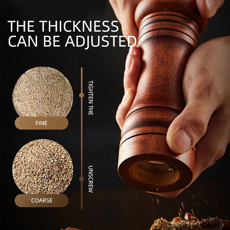 Oak Wood Pepper & Spice Mill Grinder – Ceramic Core Set