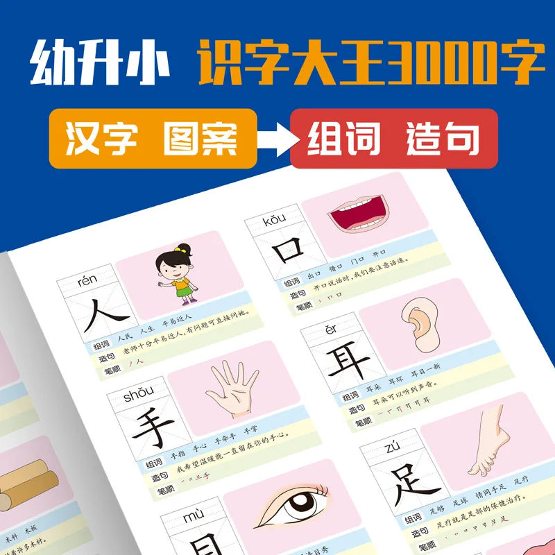 Picture Book 3000 Words Chinese Characters Pinyin Han Zi Read Early