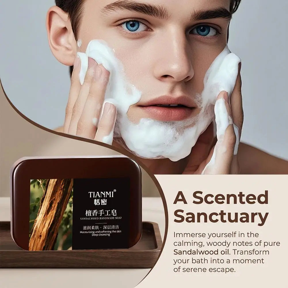Men's Sandalwood Handmade Soap Three-in-one Cleansing Cleanses Face