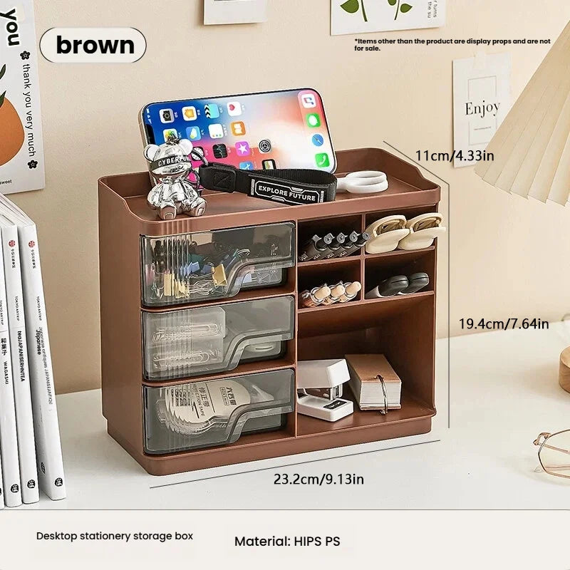 Desk Organizer Desktop Stationary Caddy Pen Holder 3 Drawers School