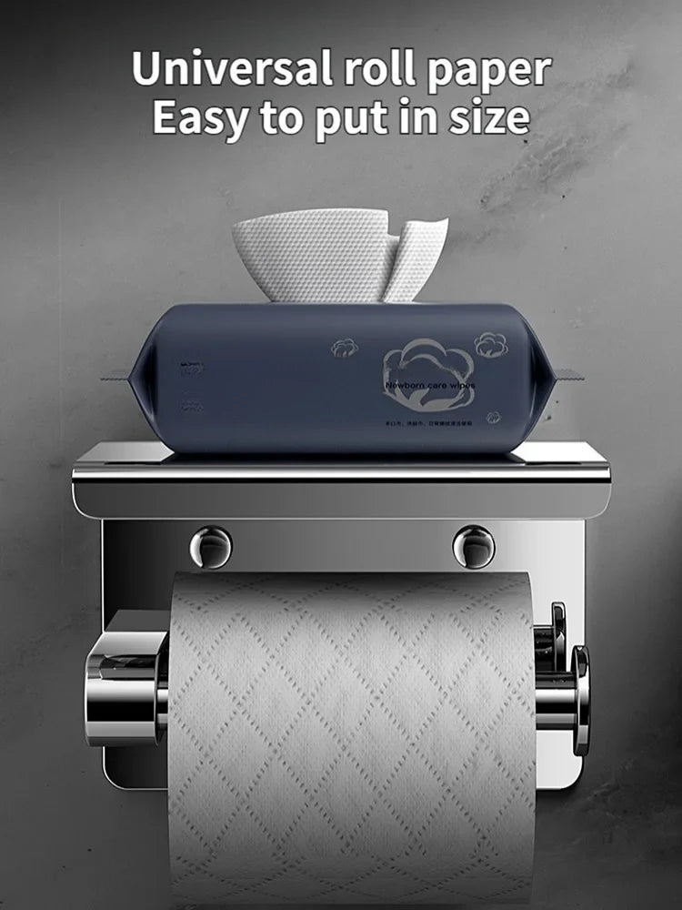 Stainless Steel Wall-Mounted Paper Towel & Toilet Roll Holder
