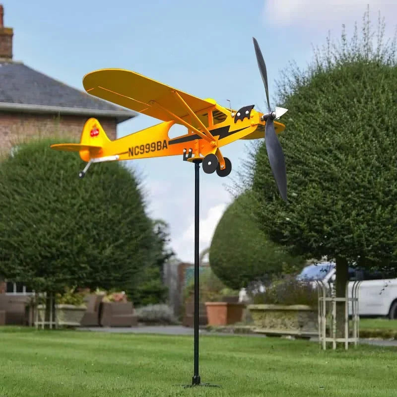 3D Airplane Wind Spinner Metal Weather Vane Garden Ornament