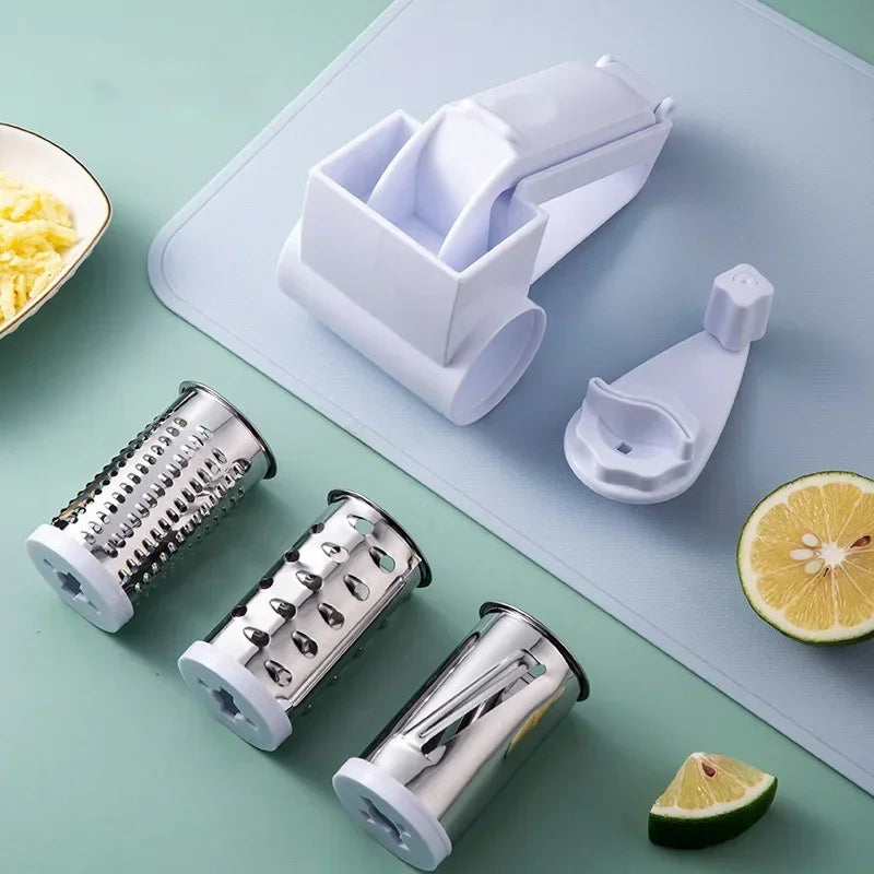 3-in-1 Hand Crank Rotary Cheese Grater – Stainless Steel