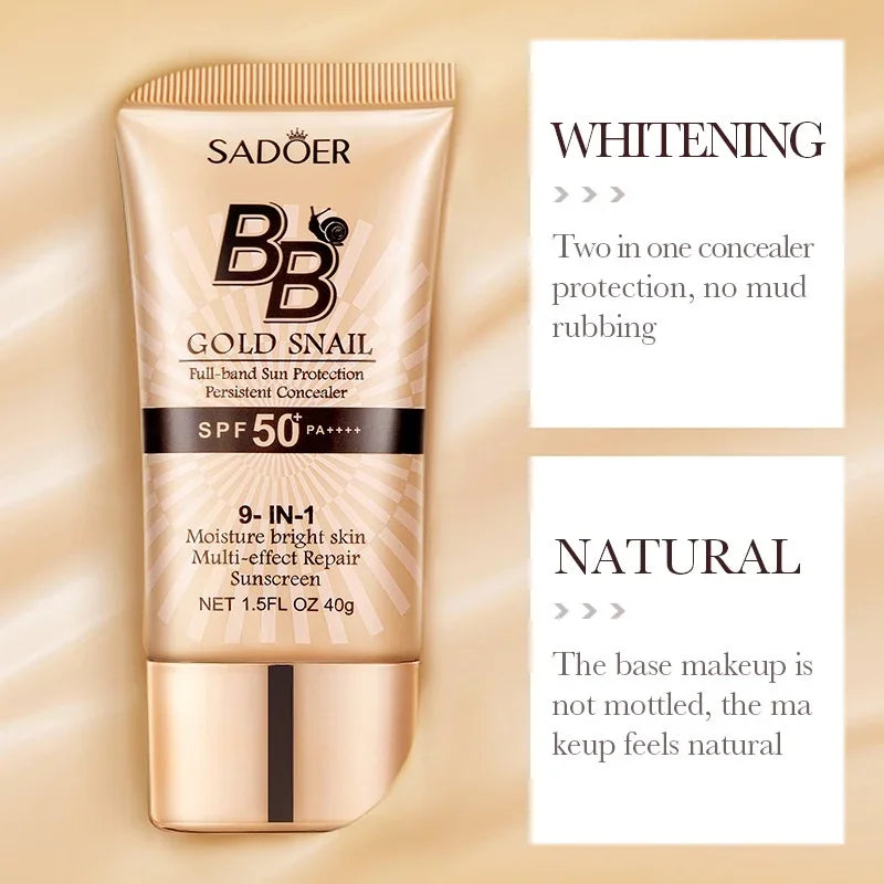 SADOER Gold Snail BB Cream SPF50+ Oil-Control Foundation 40g