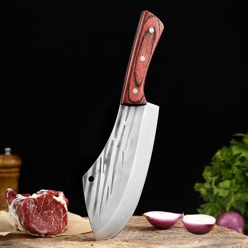 Forged Stainless Steel Cleaver Knife – Wood Handle Butcher