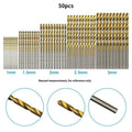 50-Piece Titanium Twist Drill Bit Set 1–3mm | Mini HSS Bits