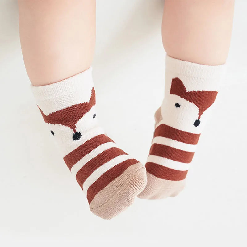 5 Pairs Kids Non-Slip Cartoon Floor Socks | Baby Toddler