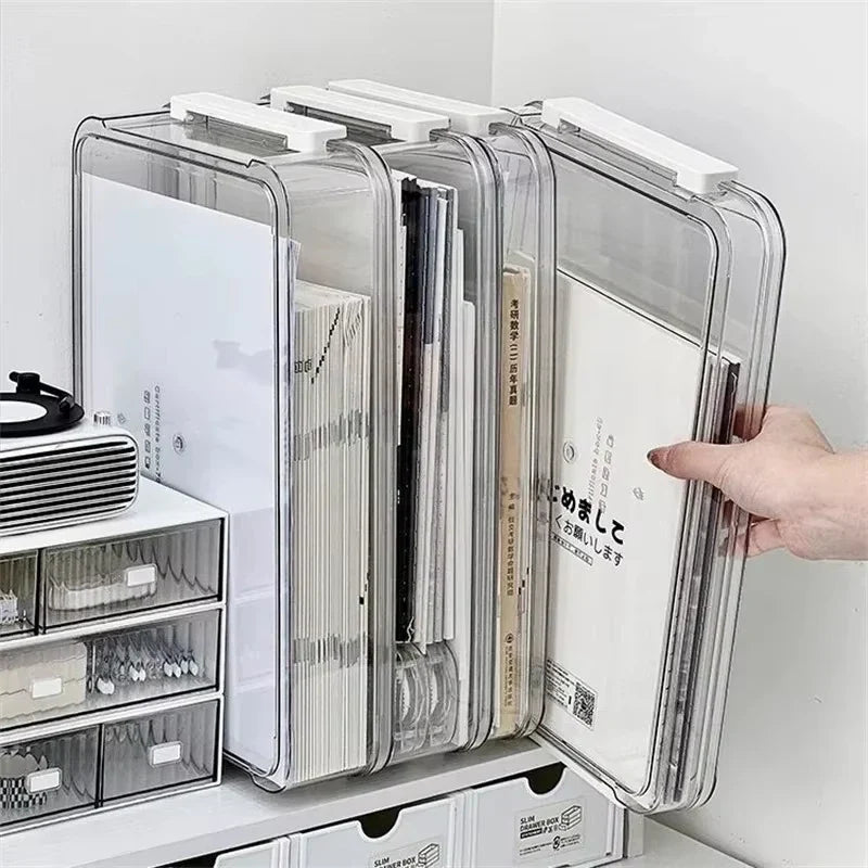 Acrylic Transparent Desktop Paper Storage Box A4 File Document Exam
